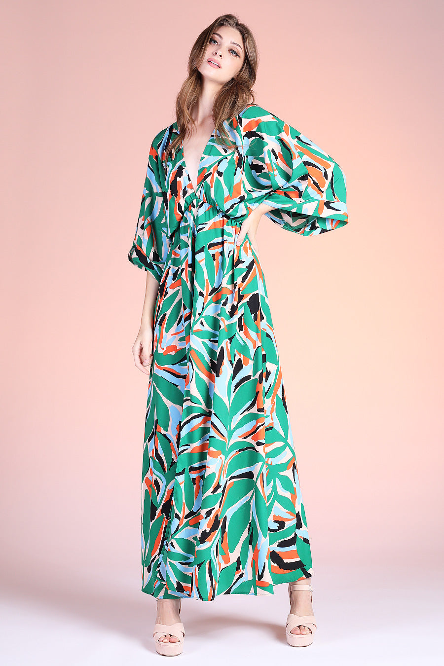 Kalo Leaf Kimono Maxi Shop Ahri Kalo Leaf Kimono Maxi Shop Ahri