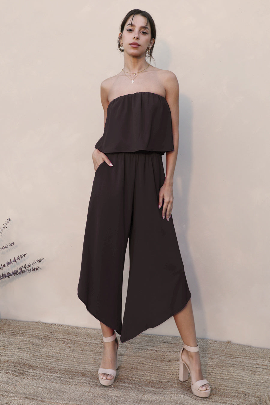 Slanted Hem Strapless Jumpsuit – Ahri