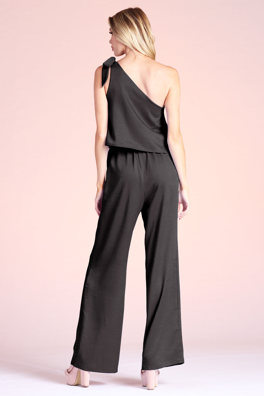 Sweet One Shoulder Tie Jumpsuit