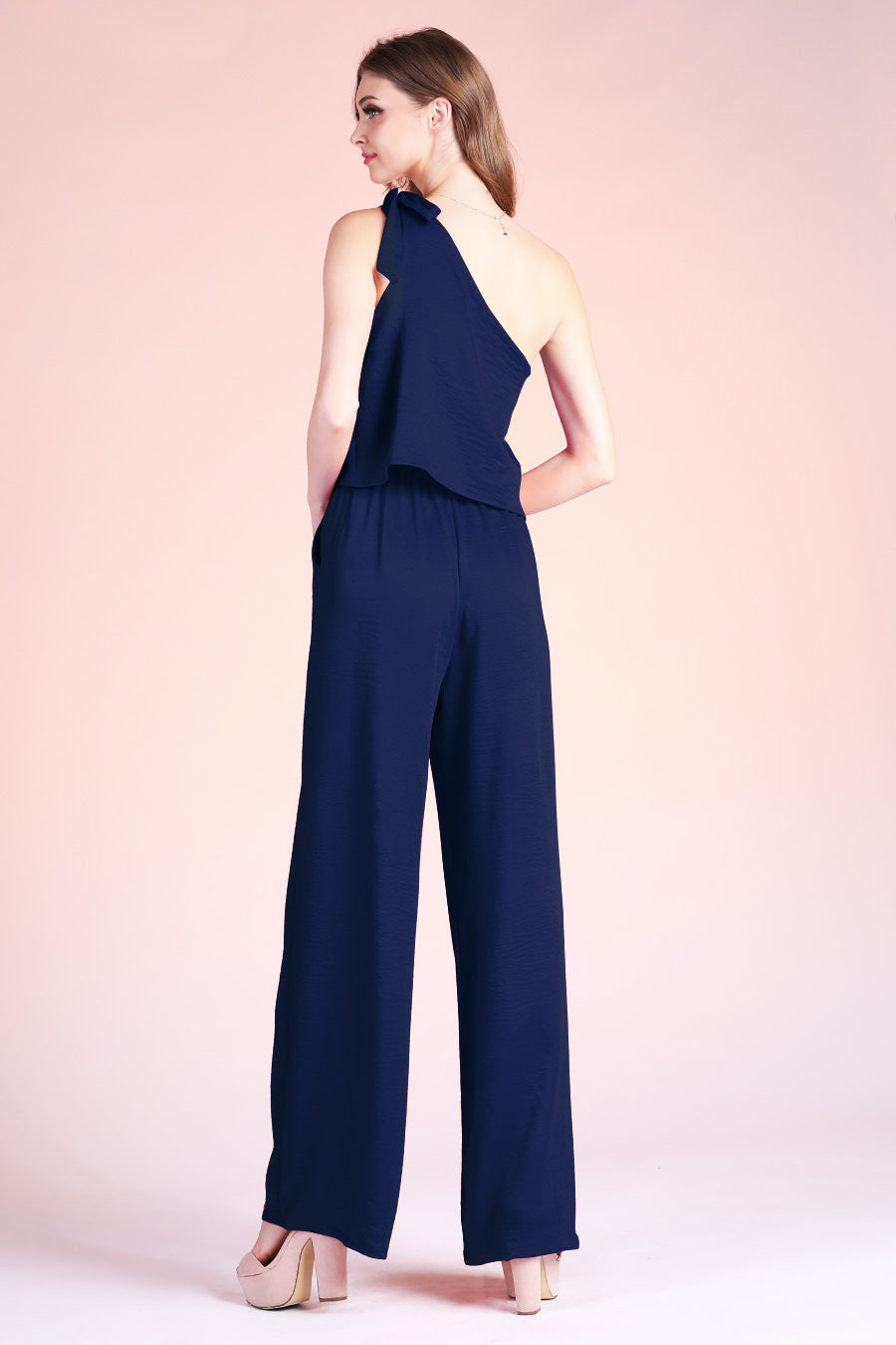 Sweet One Shoulder Tie Jumpsuit