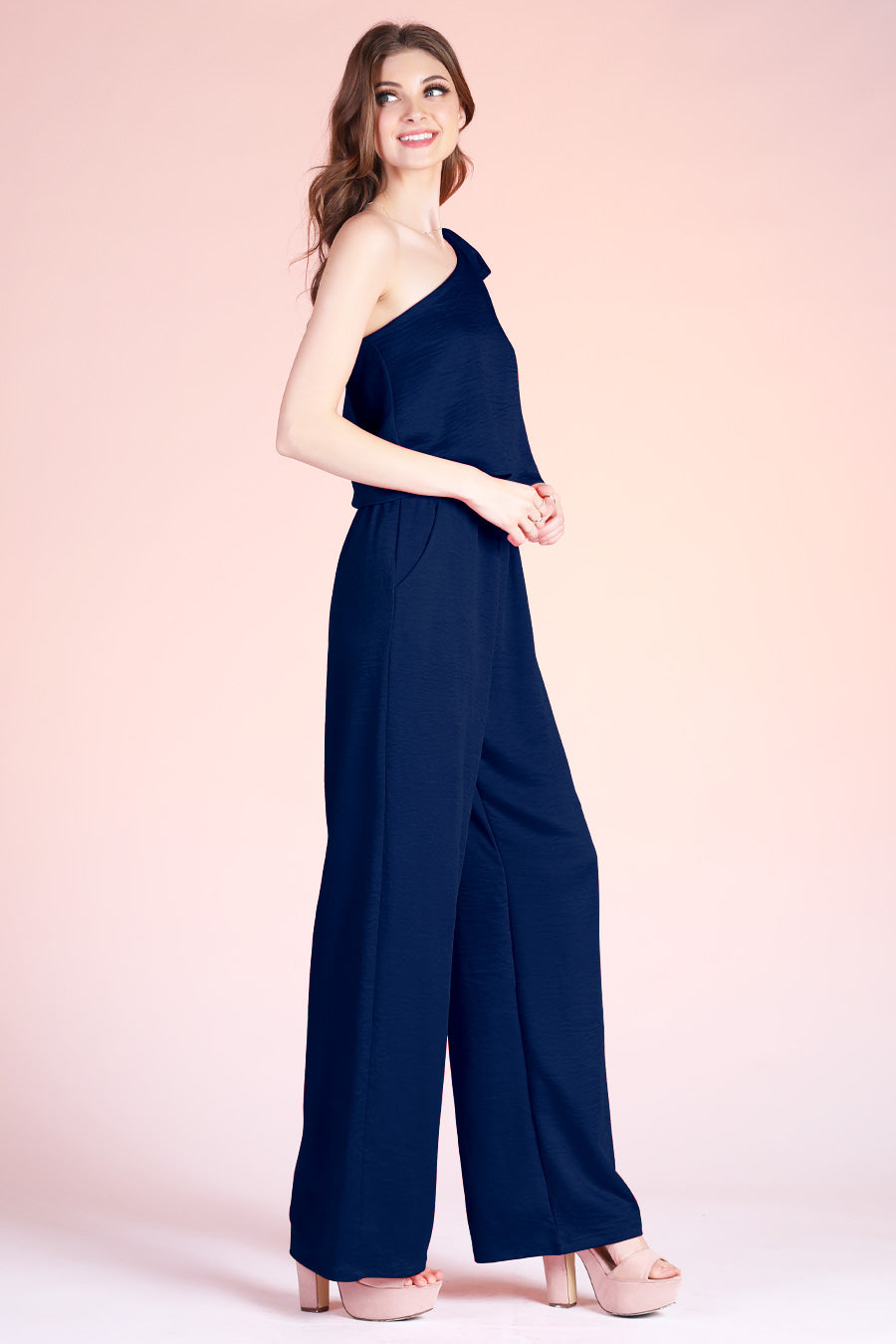 Sweet One Shoulder Tie Jumpsuit