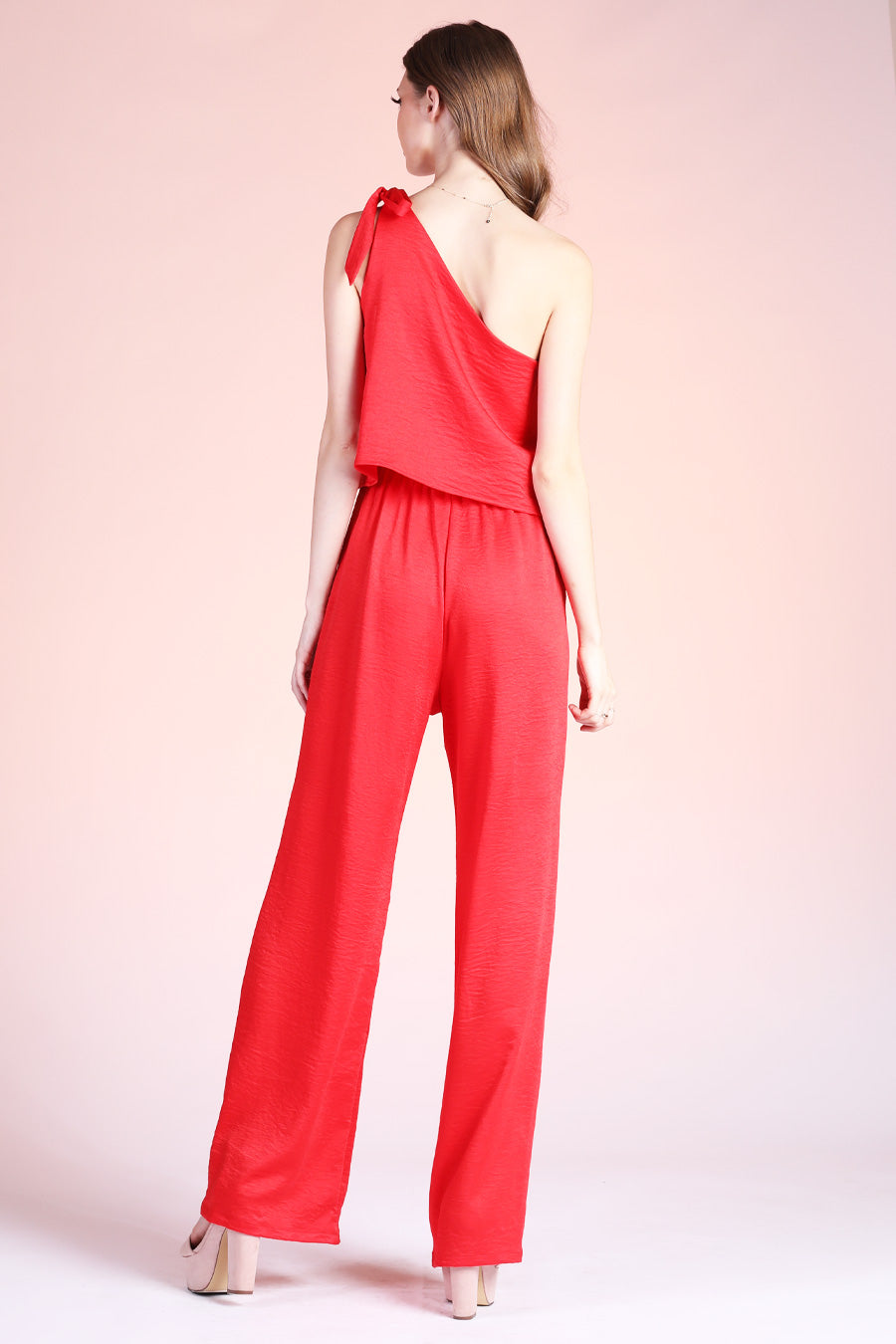 Sweet One Shoulder Tie Jumpsuit