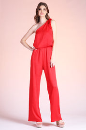 Sweet One Shoulder Tie Jumpsuit