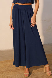 Yoke Wide Leg Swing Pants