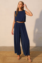 Yoke Wide Leg Swing Pants