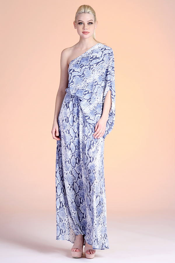 Delicate Python Slouchy One Shoulder Maxi Dress Ahri