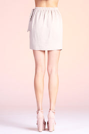 Washed Satin Crepe Wrap Mini Skirt - Oatmeal