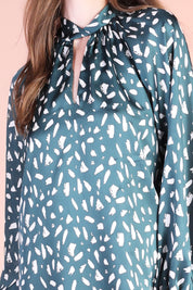 Aspen Satin Twisted Neck Long Sleeve Top