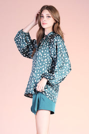 Aspen Satin Twisted Neck Long Sleeve Top