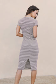 Elegantly Twisted Striped T-Shirt Dress