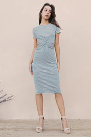 Elegantly Twisted Striped T-Shirt Dress