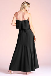 Side Slit Strapless Maxi Dress