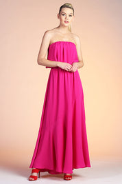 Side Slit Strapless Maxi Dress