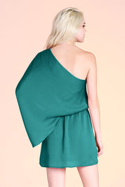 Hammered Satin Slouchy One Shoulder Dress