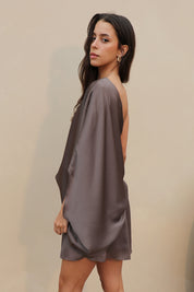 Hammered Satin Slouchy One Shoulder Dress