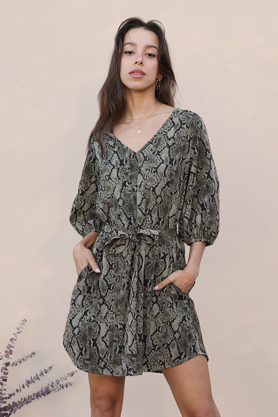 Night Snake Half Sleeve Dress