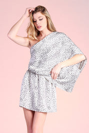 Baby Cheetah Satin Slouchy One Shoulder Dress