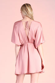 Hammered Satin Kimono Sleeve Dress