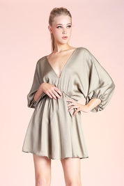 Hammered Satin Kimono Sleeve Dress