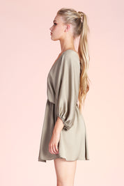 Hammered Satin Kimono Sleeve Dress