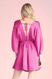 Hammered Satin Kimono Sleeve Dress