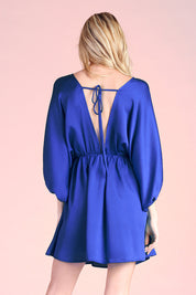 Hammered Satin Kimono Sleeve Dress