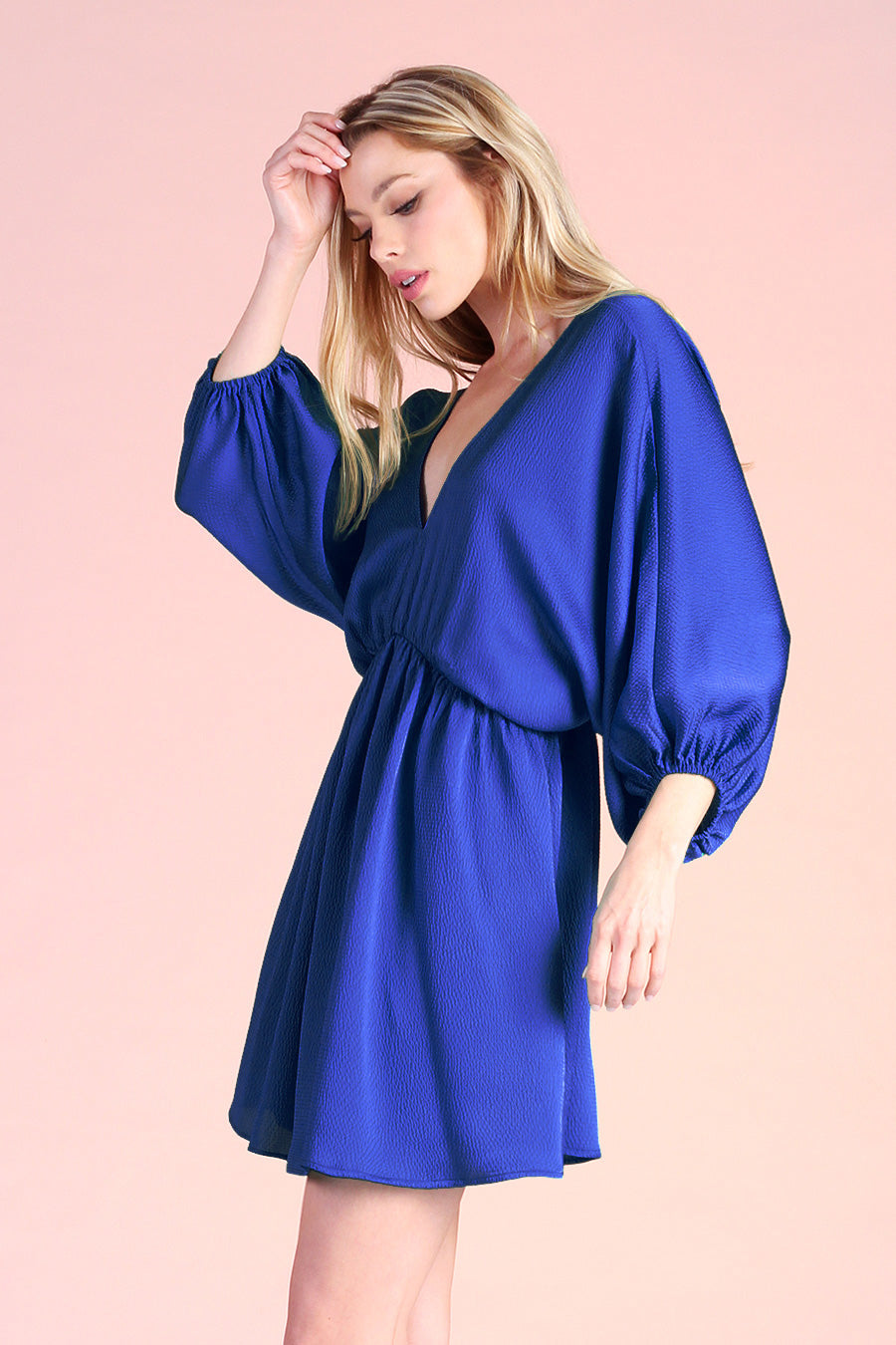 Hammered Satin Kimono Sleeve Dress