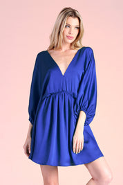 Hammered Satin Kimono Sleeve Dress