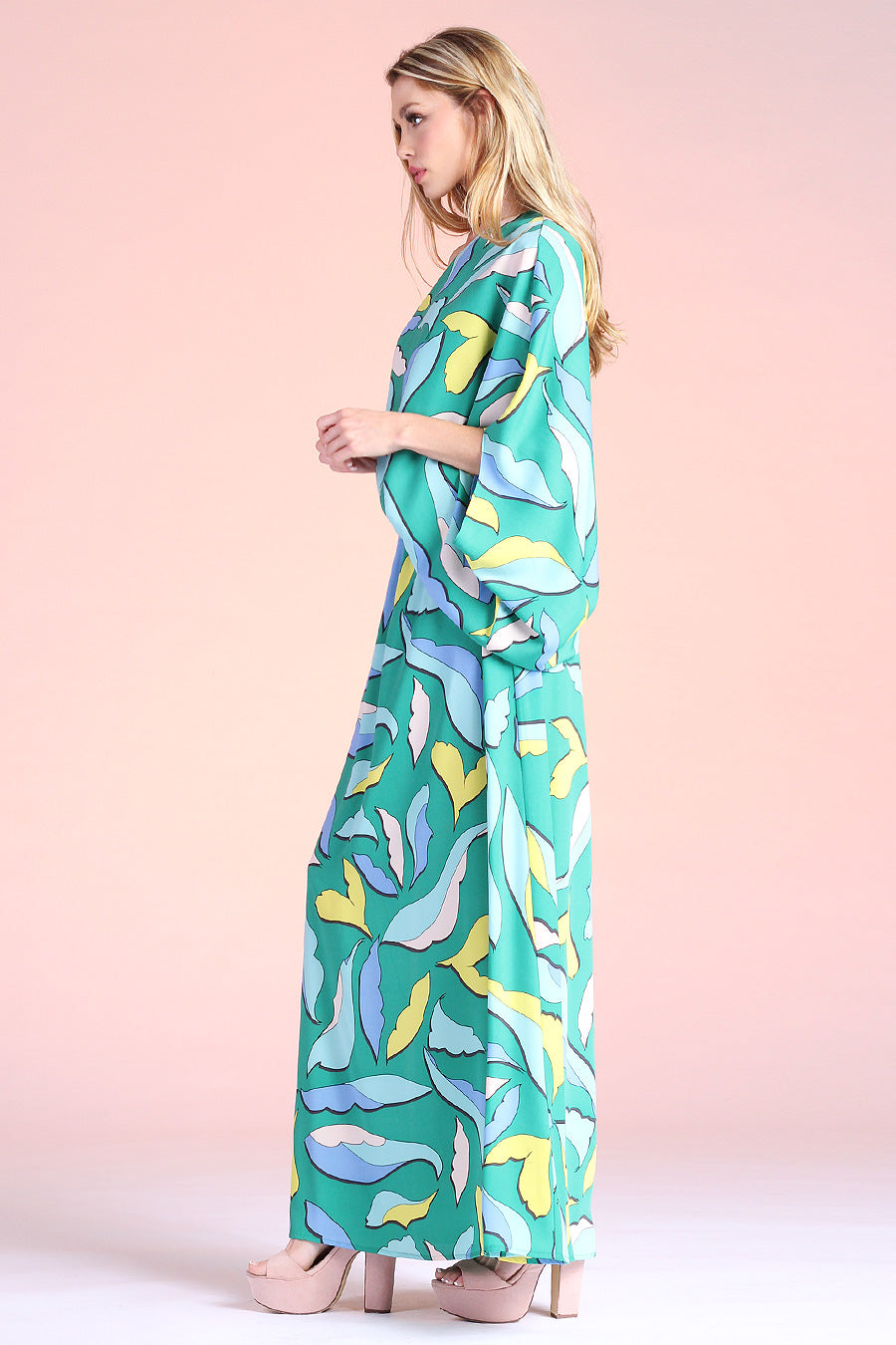 Lovely Leafy One Shoulder Maxi Dress