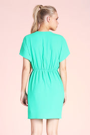 Textured Solid Twist Detail Dress