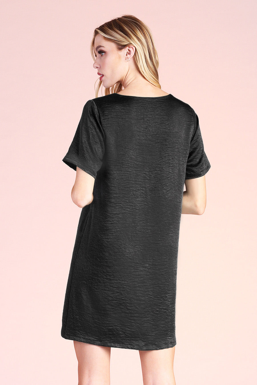 Washed Satin Crepe T-Shirt Dress