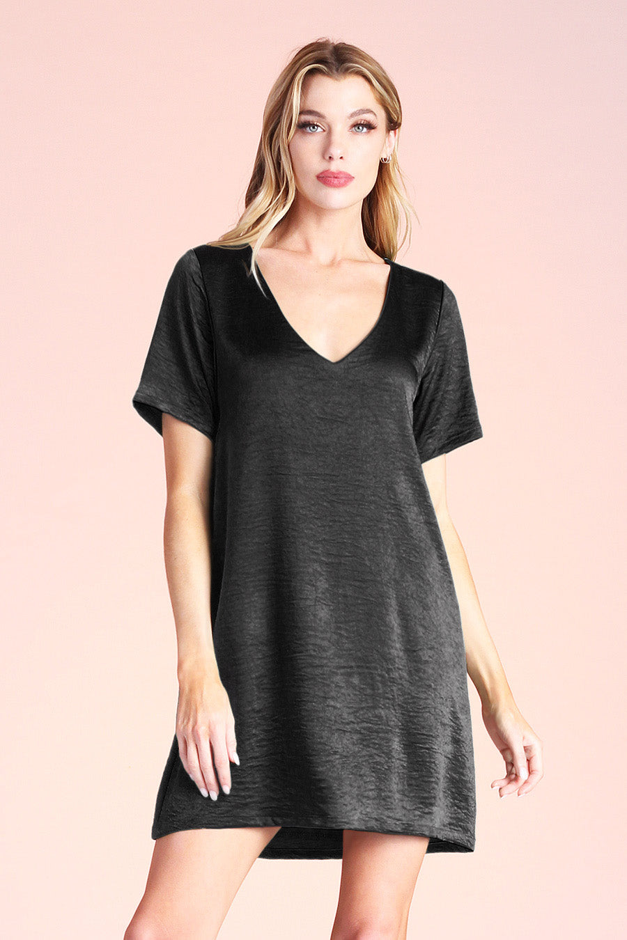 Washed Satin Crepe T-Shirt Dress