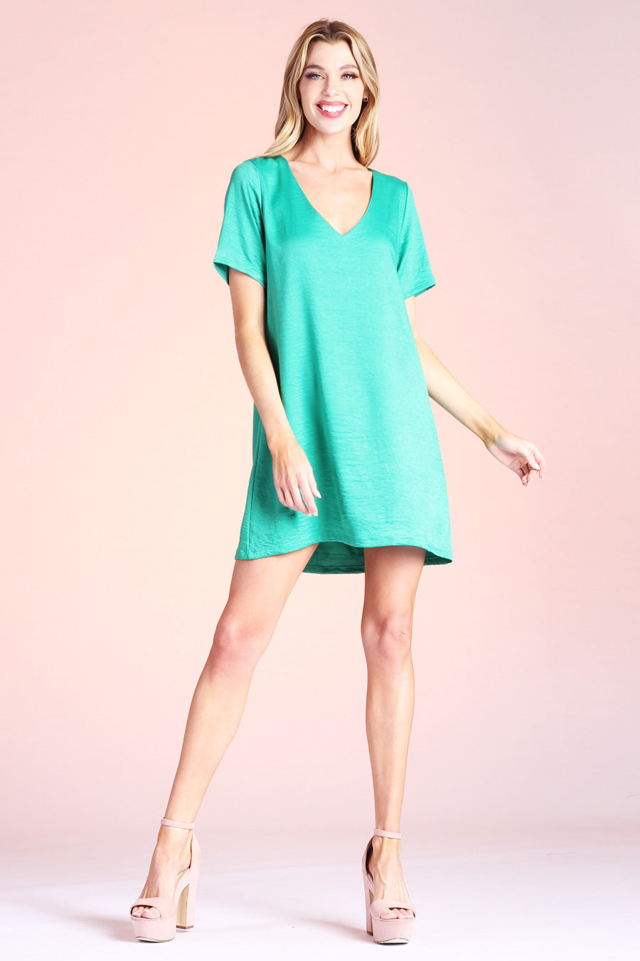 Washed Satin Crepe T-Shirt Dress