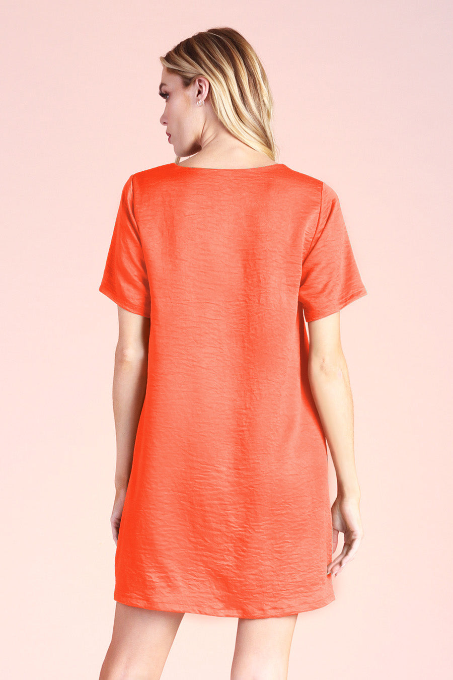 Washed Satin Crepe T-Shirt Dress