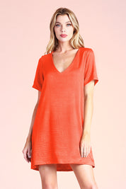 Washed Satin Crepe T-Shirt Dress