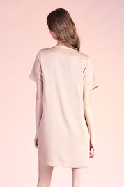 Washed Satin Crepe T-Shirt Dress