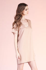 Washed Satin Crepe T-Shirt Dress