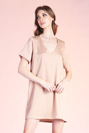 Washed Satin Crepe T-Shirt Dress