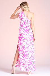 Falling Feathers Tie Maxi Dress