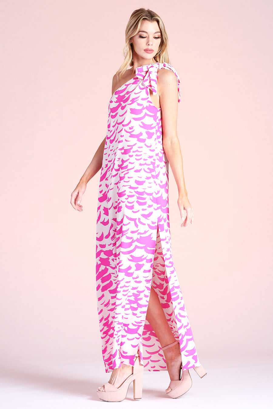 Falling Feathers Tie Maxi Dress