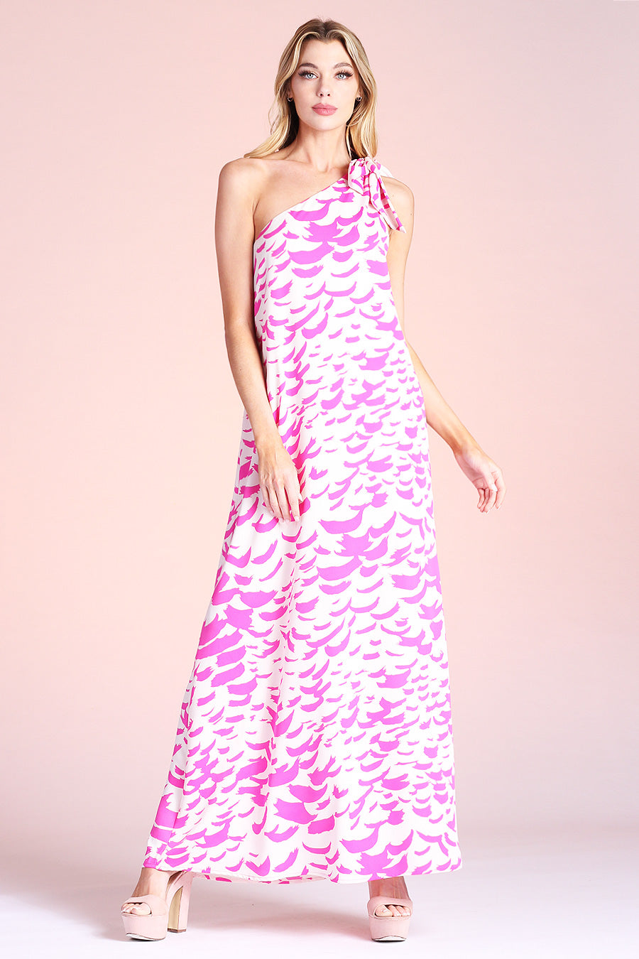 Falling Feathers Tie Maxi Dress