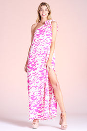 Falling Feathers Tie Maxi Dress