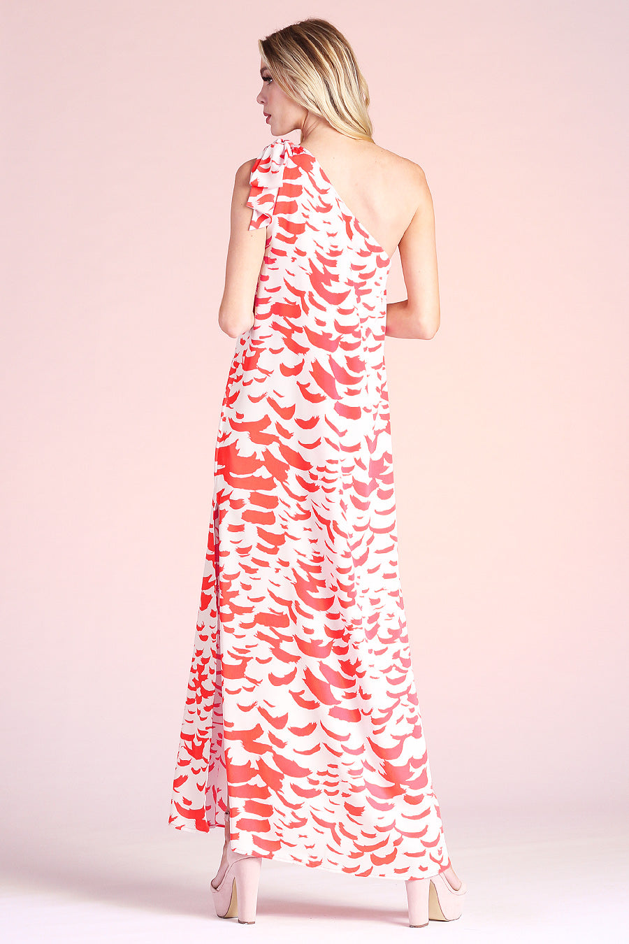 Falling Feathers Tie Maxi Dress