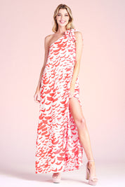 Falling Feathers Tie Maxi Dress