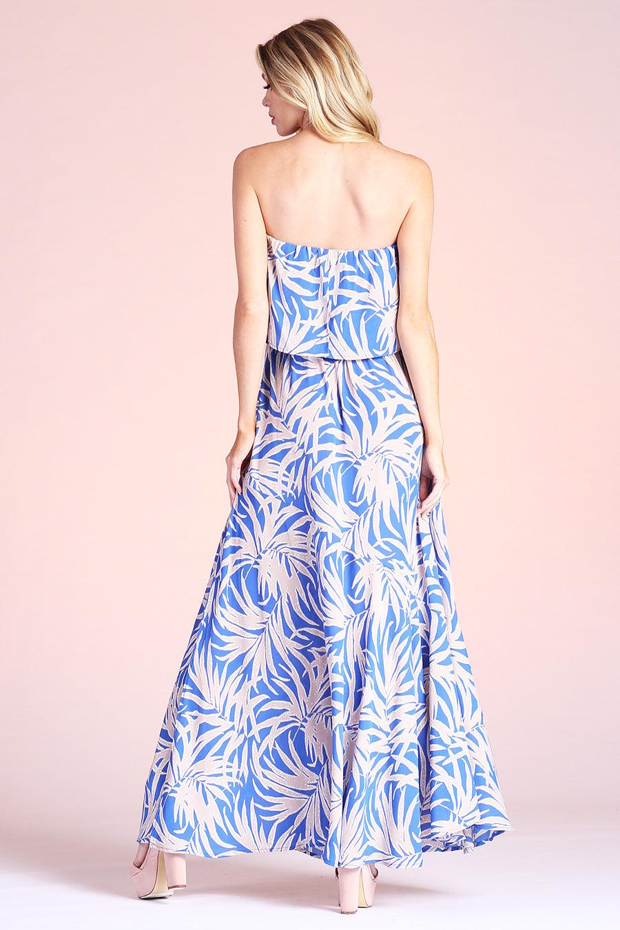 Bora Bora Palm Strapless Maxi Dress