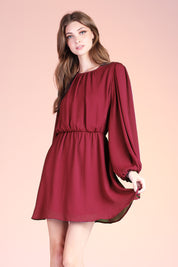 Crinkle Peasant Sleeve Mini Dress