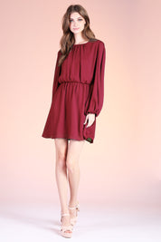 Crinkle Peasant Sleeve Mini Dress