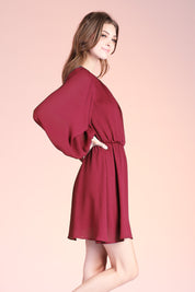 Crinkle Peasant Sleeve Mini Dress