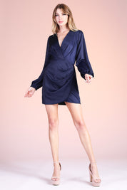 Washed Satin Crepe Wrap Dress