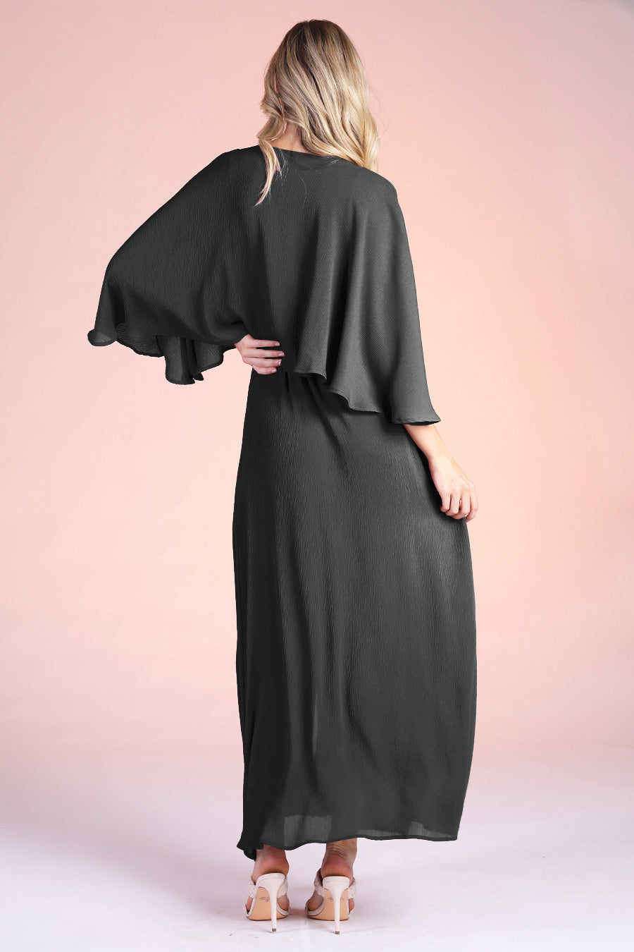 Crinkle Cape Maxi Dress